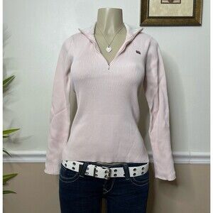Ralph Lauren Polo Women’s Vintage Pink Quarter Zip Pullover Knit Sweater Top